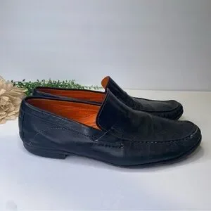 Santoni Black Leather Slip On Loafers Made in Italy Size 12D Santoni Black Leather Slip On Loafers Made in Italy Size 12D  main image 2
